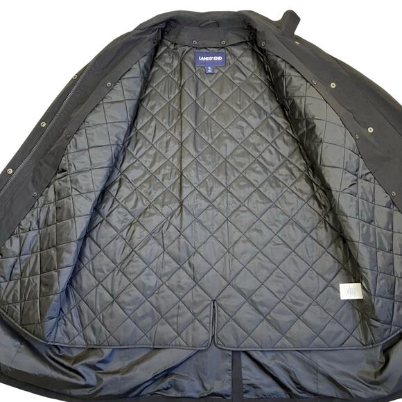 Lands’ End Wmns XL Black Long Trenchcoat Removable Insulation Polyester Read! - Picture 11 of 16